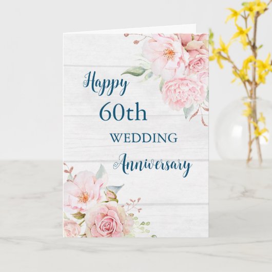 Waterverf Bloemen 60e Bruiloft Jubileum Kaart (Gele Bloem)