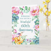 Waterverf Bloemen 60e Bruiloft Jubileum Kaart (Gele Bloem)