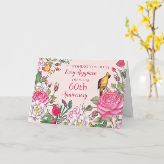 Waterverf Bloemen 60e bruiloft Jubileum Kaart (Gele Bloem)