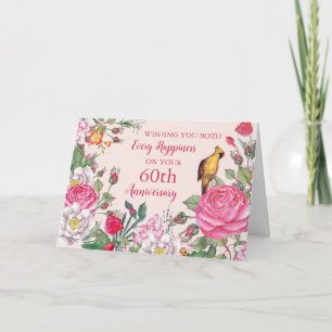 Waterverf Bloemen 60e bruiloft Jubileum Kaart