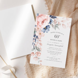 Waterverf Bloemen 60ste Verjaardagsfeestuitnodigin Notitiekaartje
