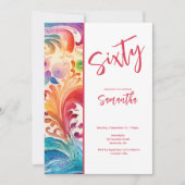 Waterverf Bloemen 60ste Verjaardagsuitnodiging Kaart (Voorkant)