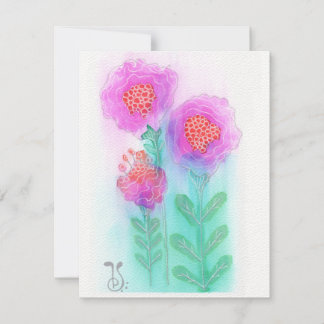 Waterverf bloemen-6 (4,25 x 5,5 inch) Kaart met pl Notitiekaartje
