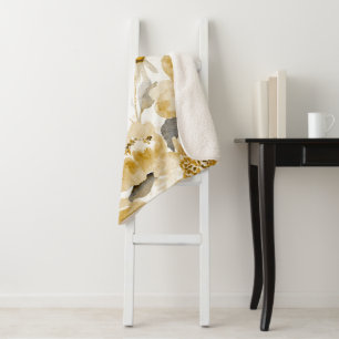 Waterverf bloemen 7 sherpa deken