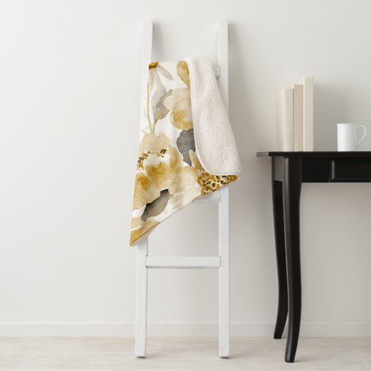 Waterverf bloemen 7 sherpa deken (In situ)