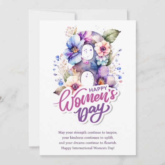 Waterverf Bloemen 8 maart Internationale Vrouwenda Feestdagenkaart (Voorkant)