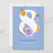 Waterverf Bloemen 8e Verjaardagsfeest Uitnodigen Save The Date (Voorkant)
