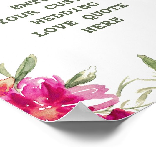 Waterverf bloemen Aangepaste bruiloft liefdesquote Poster (Hoek)