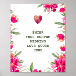 Waterverf bloemen Aangepaste bruiloft liefdesquote Poster