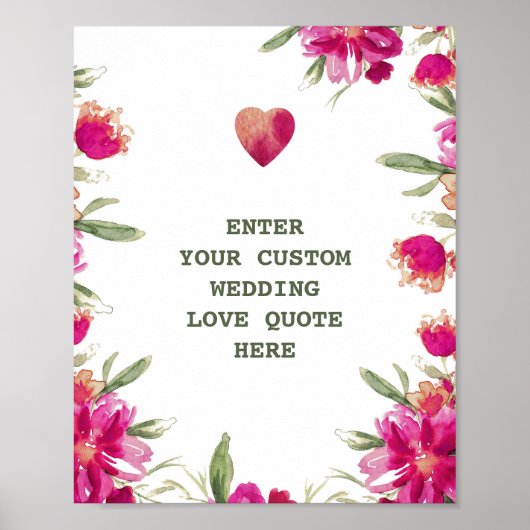 Waterverf bloemen Aangepaste bruiloft liefdesquote Poster (Voorkant)