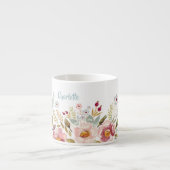 Waterverf bloemen Aangepaste Espresso Mok of Baby  (Voorkant)