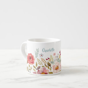 Waterverf bloemen Aangepaste Espresso Mok of Baby 