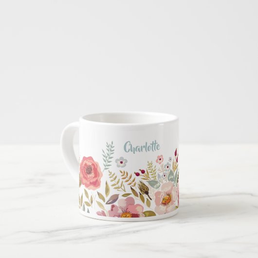 Waterverf bloemen Aangepaste Espresso Mok of Baby  (Links)