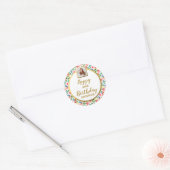 Waterverf Bloemen, Aangepaste Foto, Gelukkig Verja Ronde Sticker (Envelop)
