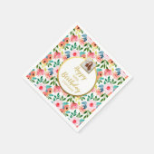 Waterverf Bloemen, Aangepaste Foto Tekst, Verjaard Servet (Hoek)