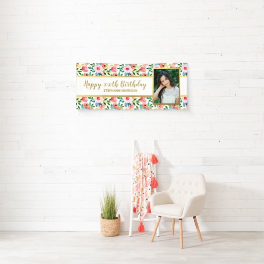 Waterverf bloemen, aangepaste fototekst maandag spandoek (Insitu)