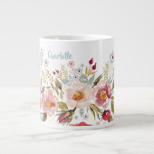 Waterverf bloemen Aangepaste jumboMok Grote Koffiekop (Voorkant)