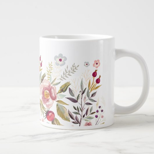 Waterverf bloemen Aangepaste jumboMok Grote Koffiekop (Rechts)