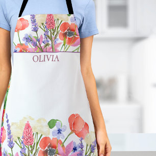 Waterverf Bloemen, Aangepaste Verjaardag Dochterca Schort