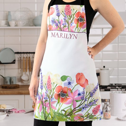 Waterverf Bloemen - Aangepaste Verjaardag oma Gift Schort