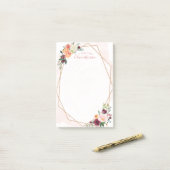 Waterverf Bloemen Abstract Goud Lijst Girly Post-it® Notes (Op bureau)