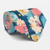 Waterverf Bloemen Abstract Patroon (5) Stropdas (Opgerold)