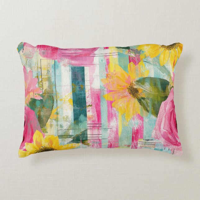  Waterverf Bloemen Abstract Patroon (7) Accent Kussen (Voorkant)