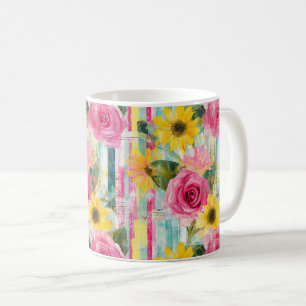 Waterverf Bloemen Abstract Patroon (7) Koffiemok