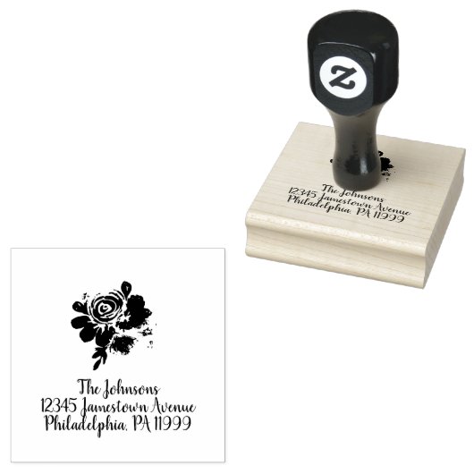Waterverf Bloemen Adres Bruiloft Bruidsfeest Rubberstempel (Gestempeld)