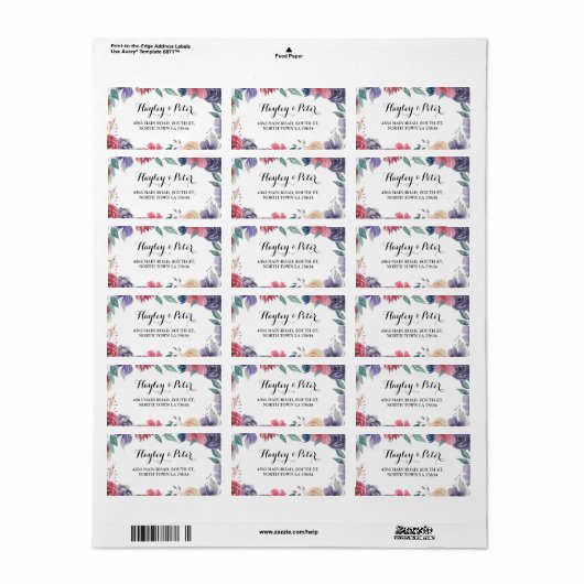Waterverf Bloemen Adresetiketten Stickers Bruiloft (Full Sheet)