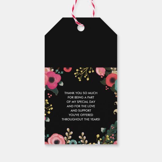 Waterverf Bloemen Afstuderen Dank u Cadeaulabel (Achterkant)