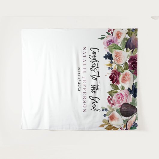 Waterverf Bloemen afstuderen Gefeliciteerd Modern Wandkleed (Voorkant (horizontaal))