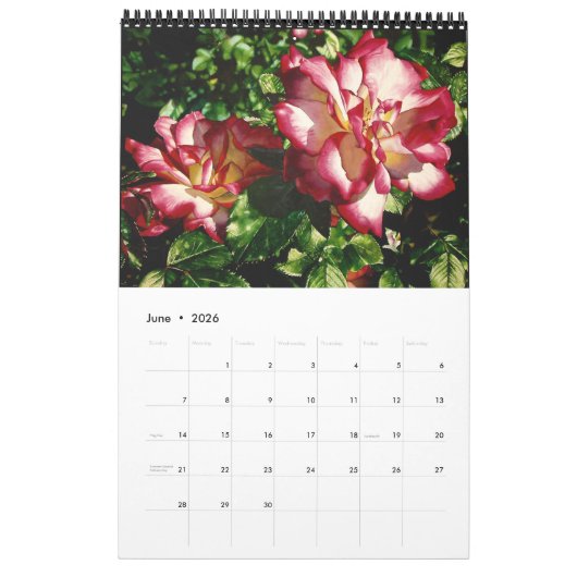 Waterverf bloemen agenda kalender (Jun 2026)