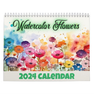 Waterverf bloemen agenda kalender