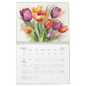 Waterverf bloemen agenda kalender (Mar 2026)