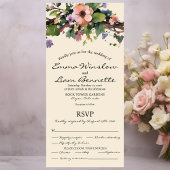 Waterverf bloemen, All in One Wedding Invite. All In One Uitnodiging