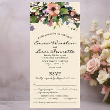 Waterverf bloemen, All in One Wedding Invite.