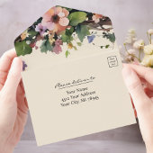 Waterverf bloemen, All in One Wedding Invite. Uitnodiging