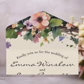 Waterverf bloemen, All in One Wedding Invite. Uitnodiging