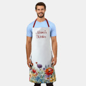 Waterverf Bloemen All Over Print Gepersonaliseerd Schort (Gedragen)