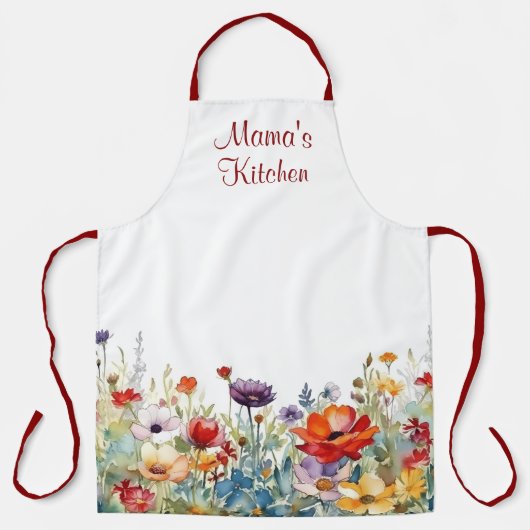 Waterverf Bloemen All Over Print Gepersonaliseerd Schort (Voorkant)