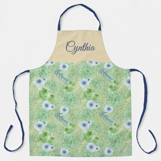 Waterverf Bloemen All Over Print Gepersonaliseerd Schort (Voorkant)