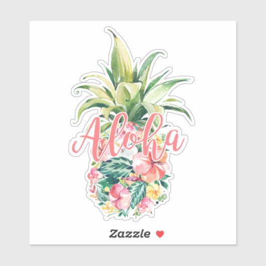 Waterverf Bloemen Ananas Fruit Aloha Sticker (Vel)