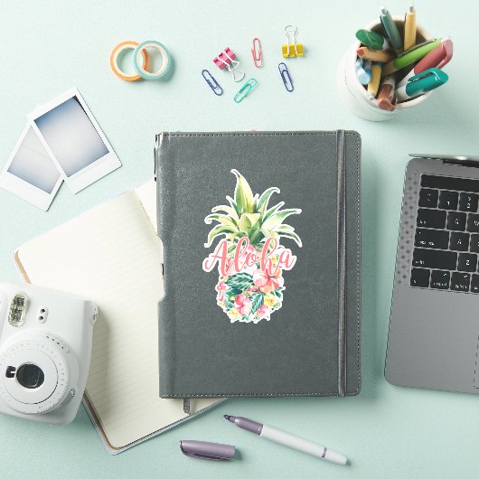 Waterverf Bloemen Ananas Fruit Aloha Sticker (iPad Cover)