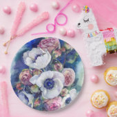 Waterverf bloemen anemone rozen illustratie flow papieren bordje (Feest)