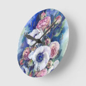 Waterverf bloemen anemone rozen illustratie flow ronde klok (Hoek)