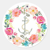 Waterverf Bloemen Anker Sticker (Voorkant)