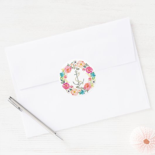 Waterverf Bloemen Anker Sticker (Envelop)