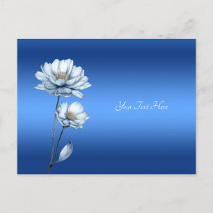 Waterverf Bloemen Ansichtkaart Blauw Briefkaart
