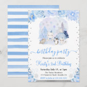 Waterverf Bloemen Arctische Dieren Kinderen Verjaa Kaart (Voorkant / Achterkant)